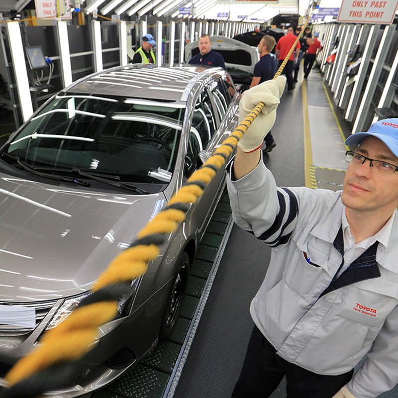 Toyota car through assembly line